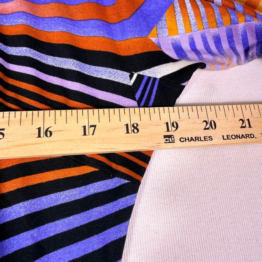 Cache Sheath Dress Large Purple Orange Black Geometric Sunburst 3/4 Sleeve Midi - Picture 8 of 11